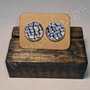 Black crackle leather earrings